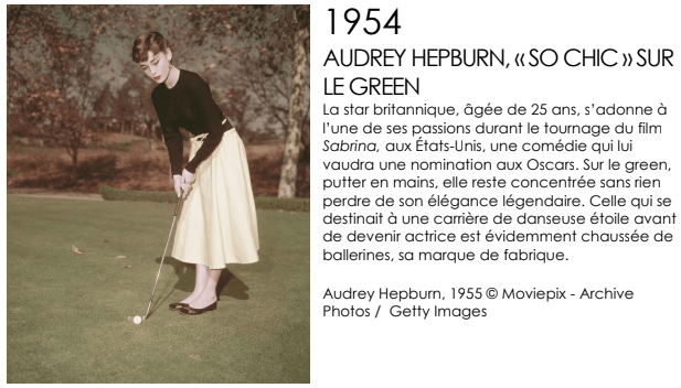 Audrey Hepburn reines du golf